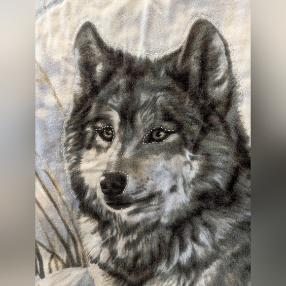 Handmade Quilted Wolf Shoulder Tote Bag blue Cotton, New - Picture 8 of 9